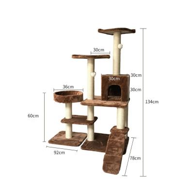 China Sustainable Good Quality Cat Housing Board Sisal Pet Cat Scratch Board Wooden Tree Tower for sale