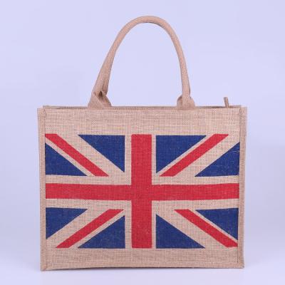 China Custom Logo Reusable Eco Friendly Printed Jute Fabric Shopping Bag Carry Pouch Handbags Tote Bag for sale