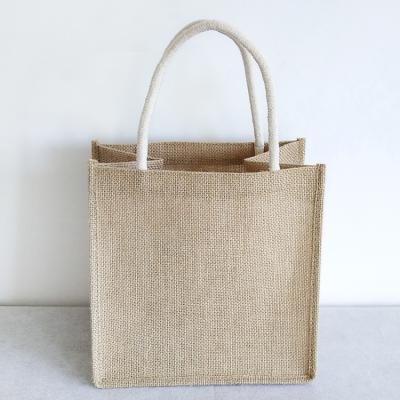 China Reusable Heavy Duty Natural Burlap Tote Bags Eco Friendly Reusable Jute Shopping Bag for sale