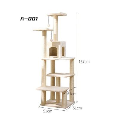 China Sustainable Pet Products Cat Climbing Frame Indoor Wooden Cat House Tree for sale