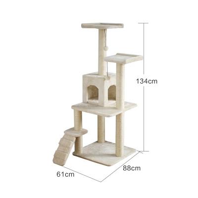 China Modern Fashion Sisal Cat Climbing Frame High Quality Sustainable Cat Tree Wooden Cat Tower for sale