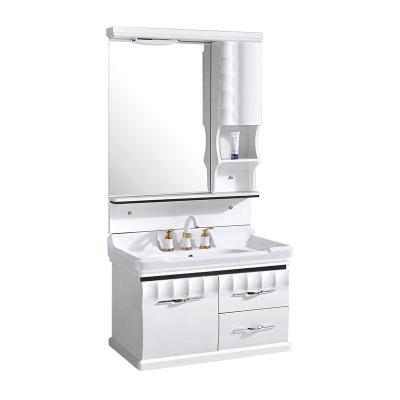 China Modern Water Proof Basin Mirrored Combo Vanity Floor Standing Bathroom Cabinet for sale