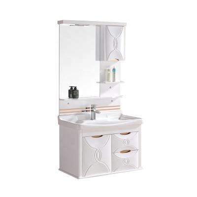 China Water Render Hot Sale 2020 Modern Design Plywood Bathroom Vanity Cabinet In Gray Melamine Finish With Basin Resistant Mirror Set for sale