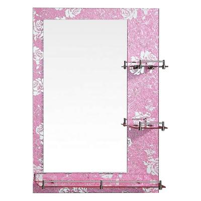 China Water proof furnishing single layer pink color framelessbathroom resin mirror glass shelf for sale