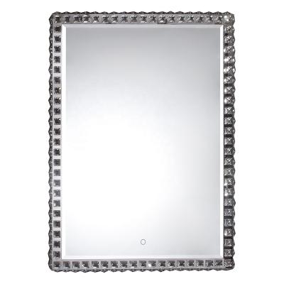 China Diamond Border Bright Rectangular Fashion Led Bathroom Mirror for sale