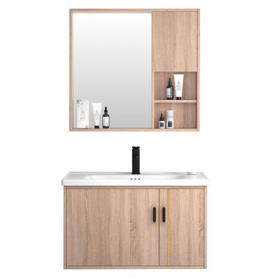 China From Hangzhou Factory Hotel 2022 Modern Modern Straight Pendant Waterproof Mirror Wash Basin Vanity PVC Bathroom Cabinet for sale