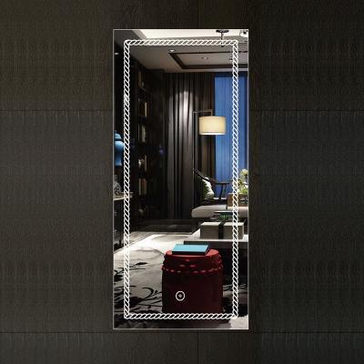 China Large Living Room Wall Mounted Backlit Bathroom Illuminated Full Function LED Mirror With Led Lights for sale