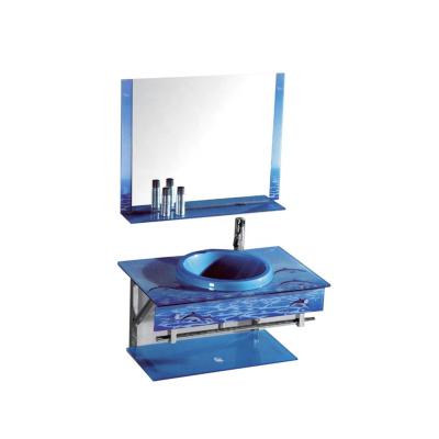 China Factory sale cheap hot blue wash bathroom water proof low price glass basin for sale