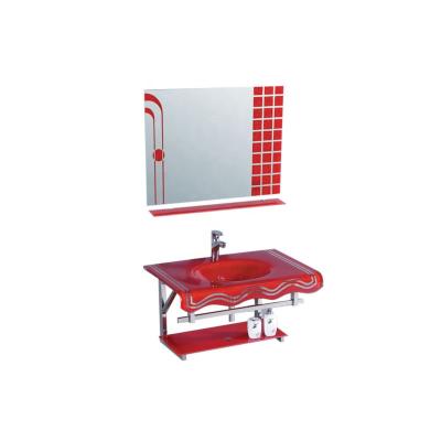 China South American Hot Selling Water Proof Wall Mounted Sink Red Bathroom Glass Basin for sale