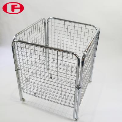 China Chrome Plating Warehouse Metal Net Basket Supermarket Floor Type Snack Show Rack Promotion Table Clothes Cage Display Rack for sale