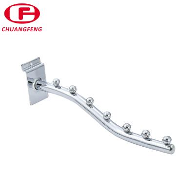 China High Quality Chrome Plating Accessories Metal Round Pipe Garment Hanging Hook For Slatwall Displays for sale