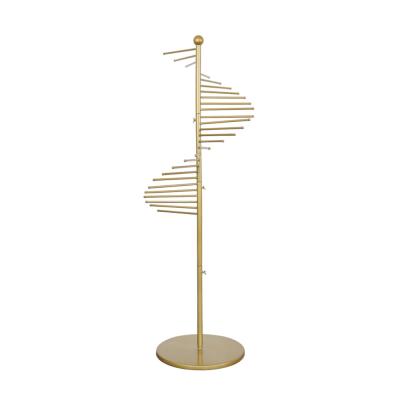 China Free Standing Rotating Gold Scarf Product Display Stand Rotating Store Display Racks For Clothing Store Displays for sale