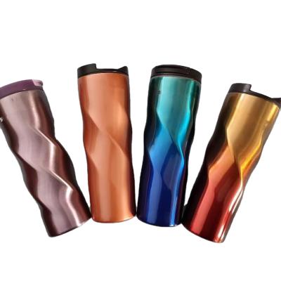 China Fashion PORTABLE Hot Sale Simbuck Gradient Color Stainless Steel Thermos Cup Mugs Spiral Tumbler for sale