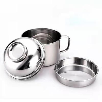 China 2021Steel Food Storage Container Bowl Shape Lid Metal Lunch Box 304 Sustainable Stainless Food Container With Handle Tray for sale