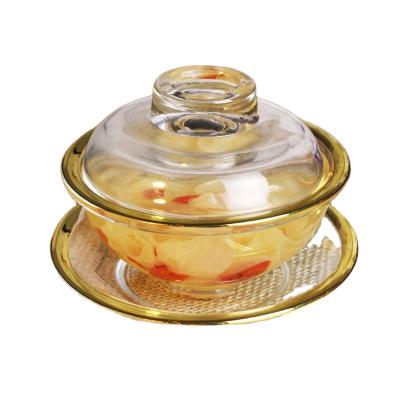 China PORTABLE small crystal bowl with lid glass sugar water table fruit bowl household creative transparent bowl for sale