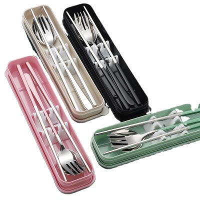 China Travel Portable Utensils Flatware Stocked Reusable Set With Case Sliverware Stainless Steel Cutlery Lunch Tableware for sale