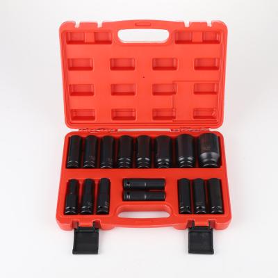 China For Car Repairing Black Professional Finish 8-32mm 1/2 Inch Sockets 8-32mm 1/2 Inch Wrench Impact Resistant Hex 16pcs Socket Set For Auto Repair for sale