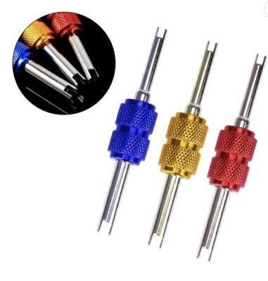 China Aluminum Alloy Automotive Air Conditioner Valve Core Wrench Installation Tool Dual Head Screwdriver For Valve Core Removal for sale