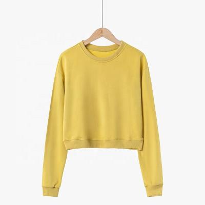 China Anti-Wrinkle LUXI Clothing Women's Sexy Logo Long Sleeve Pullover Crop Top Casual Basic Sweatshirt Custom Made for sale