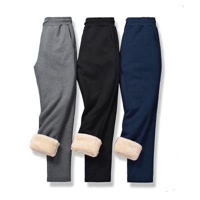 China LUXI Super Thick Anti-pilling Fleece Track Pant Leg 500g Dark Gray Unisex Casual Clothing Warm Wool Fleece Opening Straight Sweatpants for sale