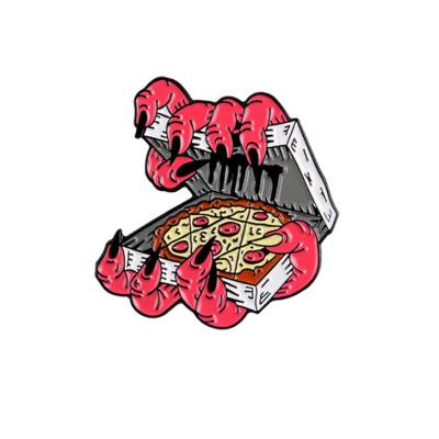 China American Wholesale Halloween Ghost Hungry Witch Holding Pizza Exquisite Soft Enamel Pin for sale