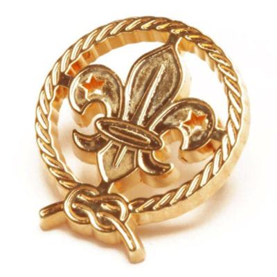 China American Fine Golden Cut Scout Badge Metal Manufacturer China for sale