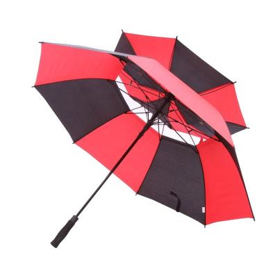 China Mid Century Modern Custom Large Size Double Layer Hurricane Golf Auto Open High Quality Windproof Umbrella for sale