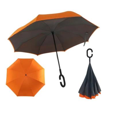 China Double Layer Minimalist Colorful Windproof Reverse Umbrella With Logo Print for sale