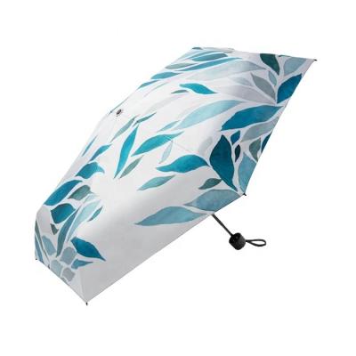 China Minimalist 5 Fold Pocket Umbrella With Case UV Black Coating Mini Umbrella With Logo Print for sale