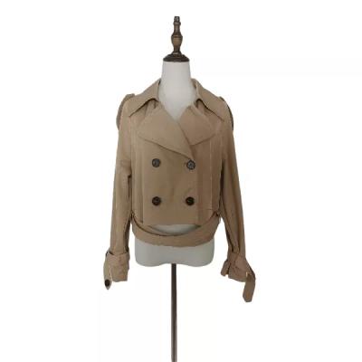 China Anti-wrinkle Alephan  double-breasted lightweight trench coat women Khaki belt sustainable  button women trench coat for sale