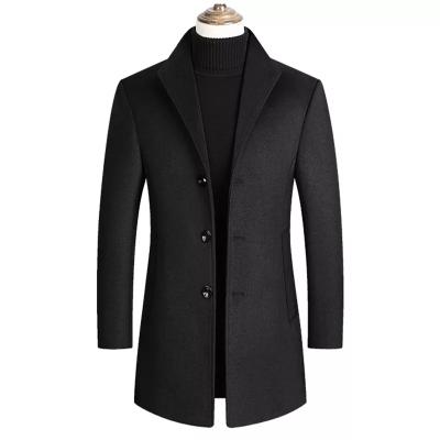 China Sustainable Stylish Men Winter Wool Long Keeper Warm Trench Men Overcoat Single Breasted Stand Collar Men Coat for sale