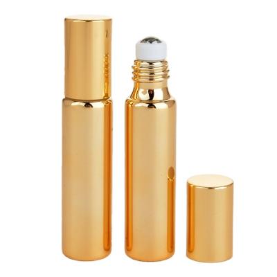 China Luxury Personal Care Gold 5ml 10ml Ball Bearing Perfume Glass Bottle Roll On Bottle Roll On Pocket Bottle for sale