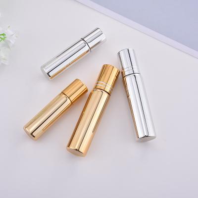 China Personal Care 5ml Surface Shinning Silver Aluminum Glass Roll On Bottle For Perfume Gold Essential Oil Bottle for sale