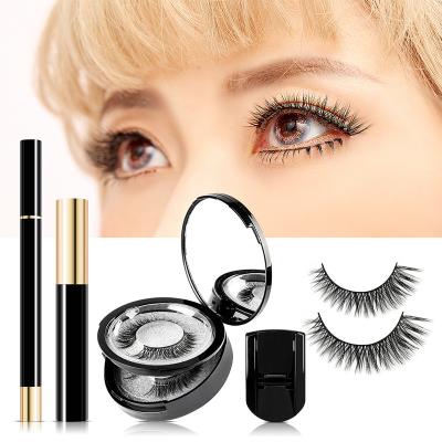 China Wholesale Natural Soft Magnetic Eyelashes And Magnetic Eyeliner Kit 3 Pairs Reusable Magnetic Eyelashes With Mascara Tweezer Set for sale