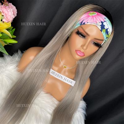 China Wholesale Brazilian Silky Straight Virgin Hair 100% Unprocessed Raw Gray Silky Straight Wave Headband Wig for sale