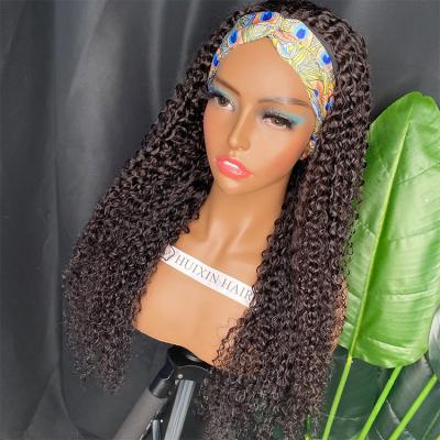 China Wholesale Unprocessed Brazilian Remy Curly Raw Natural Design Human Virgin Hair Kinky Curly Headband Wig for sale