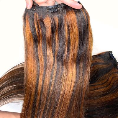 China Wholesale Color 100% Silky Straight Raw Brazilian Remy Human Hair Piano Hair Straight Wave Hair Clip In for sale