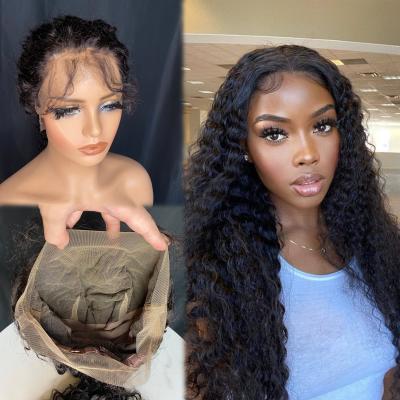 China 40 Inch Sheer Cuticle Curly Curl Lined Vrigin Virgin Brazilian Peruvian Straight Raw Human Hair Full Lace Wig For Black Woman for sale