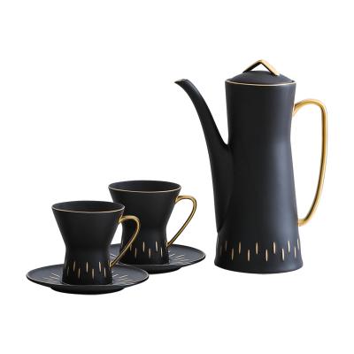 China SYLWAN Financial Institutions OEM Unique Royal Modern Handle Porcelain Teapot Cup Sets Restaurant Serving Table Care Creative Wedding Favors Gifts for sale