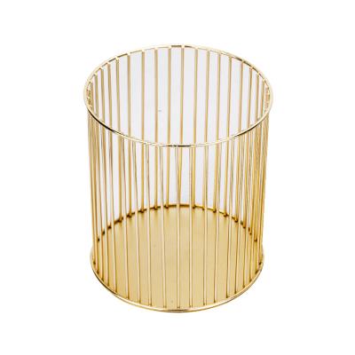 China SYLWAN Metal OEM Gold Minimalist Living Room Table Decor Luxury Cosmetic Bucket Makeup Brush Holder Pen Storage for sale