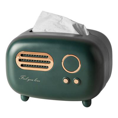 China Europe SYLWAN Household Vintage Crafts Retro Creative Plastic Tissue Boxes OEM Style Unique Shape Tissue Radio Box Cover Small for sale