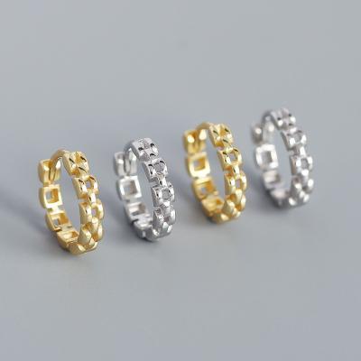 China TRENDY Jewelry Fashion Chain Design S925 Sterling Silver Solid Hoop Earrings For Women for sale