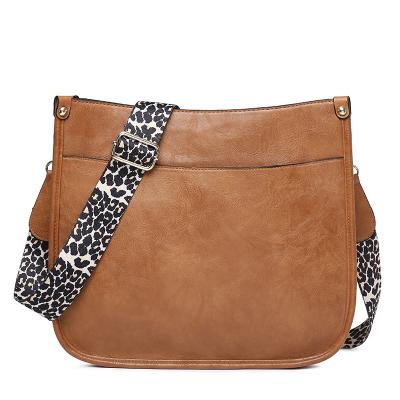 China New Design European Lady PU Leather Classic Large Capacity Leopard-copy European and American Style Shoulder Straps Wide Cross-body Bag for sale