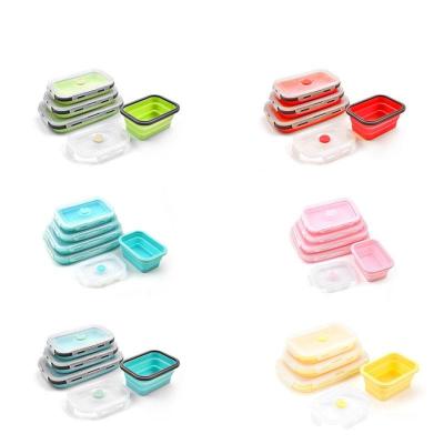 China 4PCS Package 1200ml Silicone Storage Food Container Hot Selling Microwavable Luxury Collapsible Silicone Food Bowl for sale