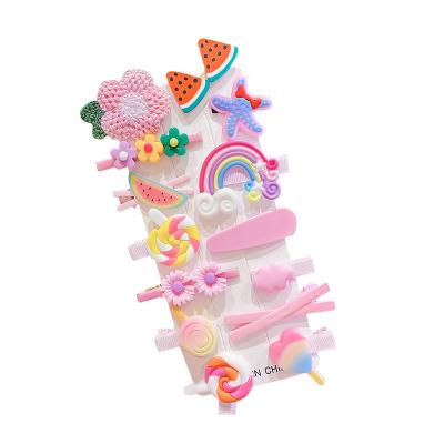 China 2022 Chinese style new children's hair clip set cute flower rainbow children's hair clips set accessory for sale