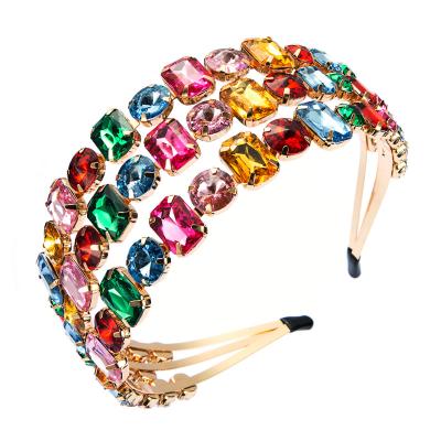 China Hot Selling Vintage Princess Bride Headband Hair Elastic Hair Bands Rhinestone Hair Decoration Women Baroque Girls Headband for sale