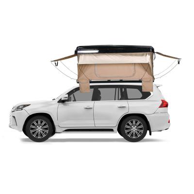 China Anti-UV Waterproof Collapsible Car Roof Top Tent Diagonal Tying Type Hard Shell With Annex For 3-4 Person for sale