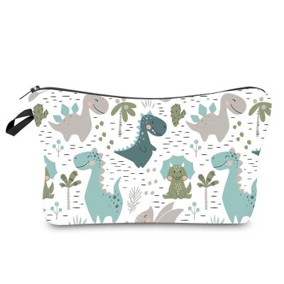 China Custom Fashion Cute Lady Pattern Makeup Dinosaur Travel Waterproof Cosmetic Bag for sale