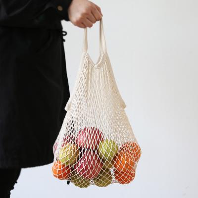 China 100% Recyclable Recycle Natural Organic Cotton Mesh Twine Bag For Vegetable And Fruit for sale