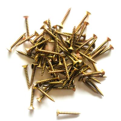 China Furniture m4*30 Flat Wood Yellow Galvanized Chipboard Flat Head Phillips Screws For MDF for sale